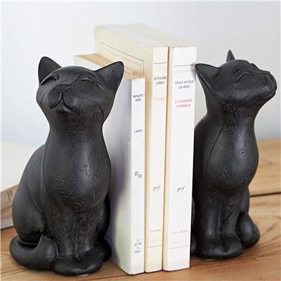 Set 2 chats serre-livres  - noir