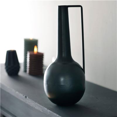 Vase métal noir h32cm - noir