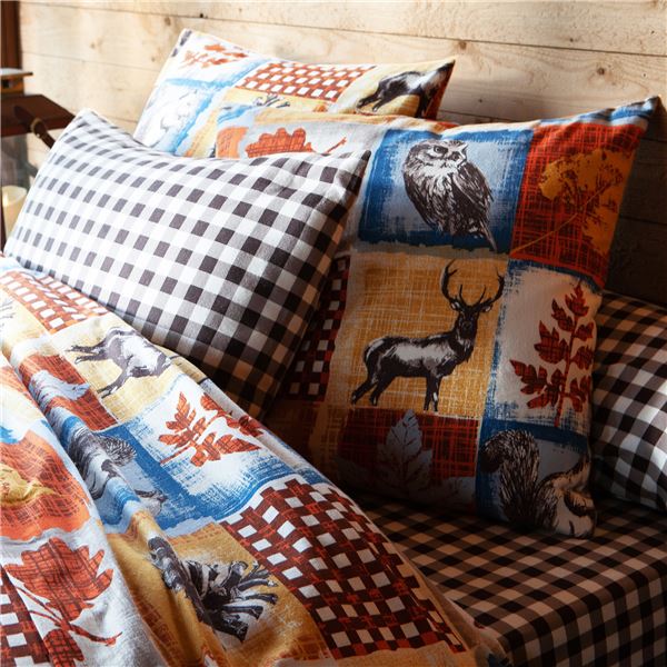 Linge de lit en flanelle patchwork motif animaux de la forêt