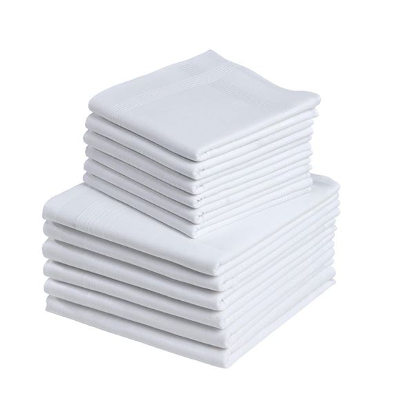Mouchoirs blancs en tissu coton lot de 6 - Blanc et Couleurs