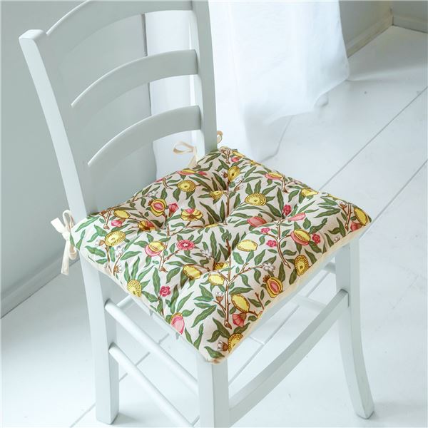 Galette de chaise carrée motif citrons et fleurs – BECQUET CRÉATION