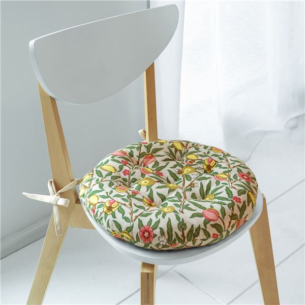 Galette de chaise ronde motif citrons et fleurs – BECQUET CRÉATION